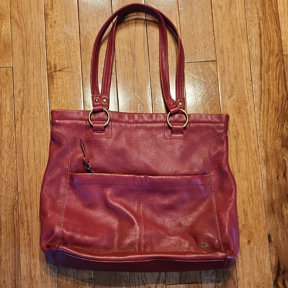 The Saks Red Geniune Leather Tote Bag P-006